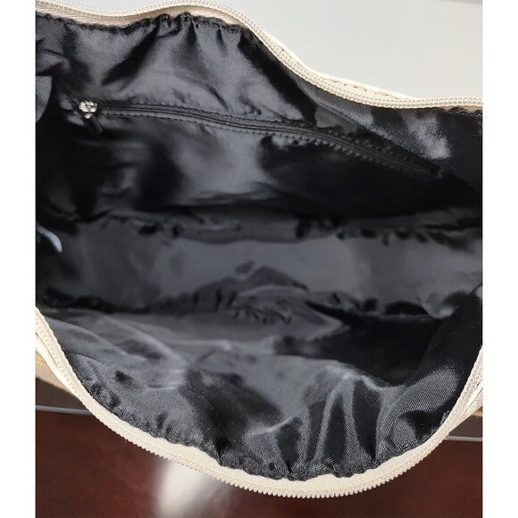 NWT Tahari Logo Hobo Handbag Striped Purse Satchel Vegan Recycled Beige $139 12" - Picture 9 of 13